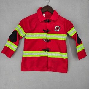 Amscan Kids Firefighter Costume Jacket Red Reflective Fireman Uniform Toy